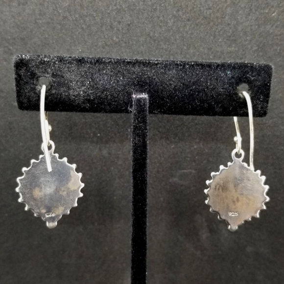 Sterling silver labradorite cabochon orb earrings - Picture 3 of 7